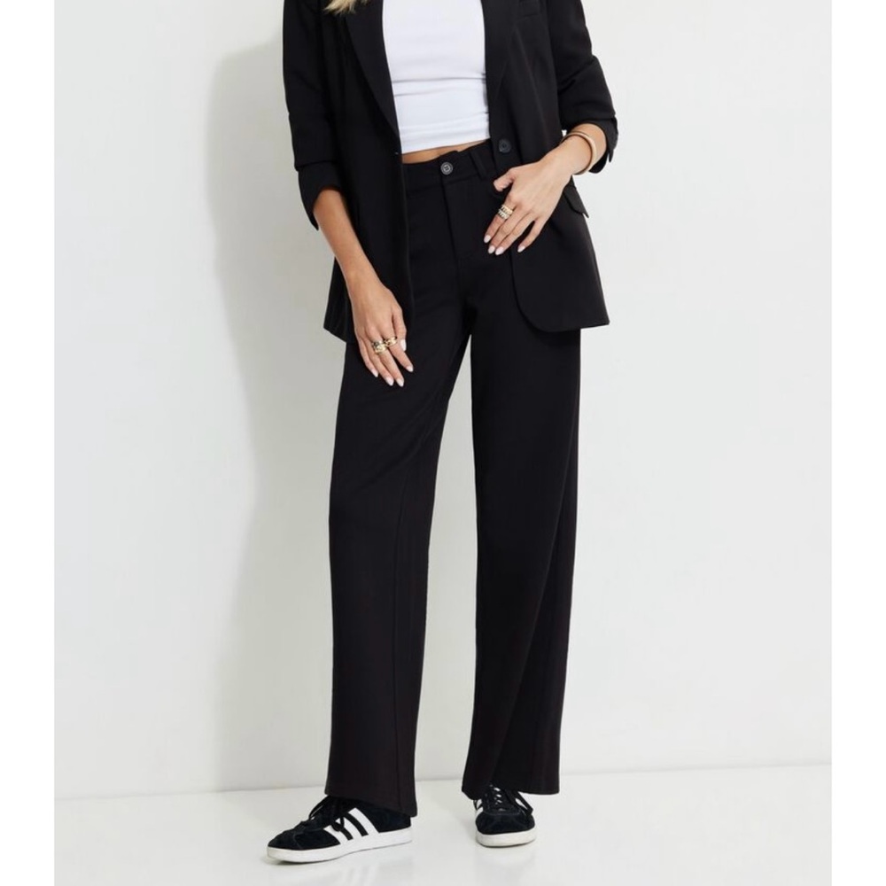 Dynamite Black Scuba Wide Leg Pants